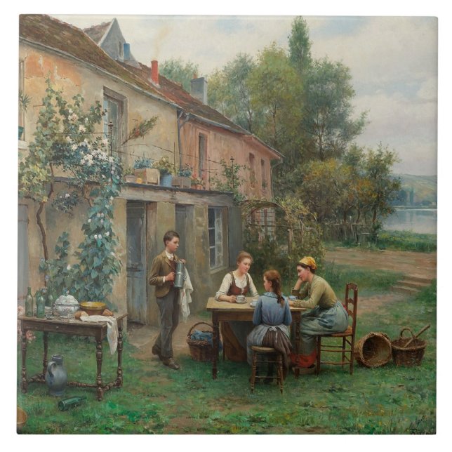 Azulejo Café en el jardín (paisaje francés) (Frente)