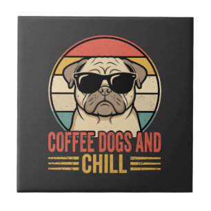 Azulejo Café Perros y Pug Retro Chill