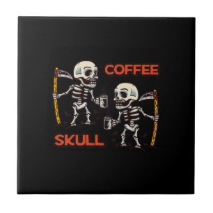 Azulejo Café vectorial libre con dos cráneos estilo modern