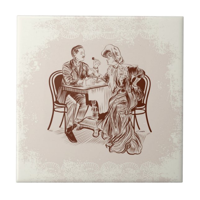 Azulejo café y amor (Frente)