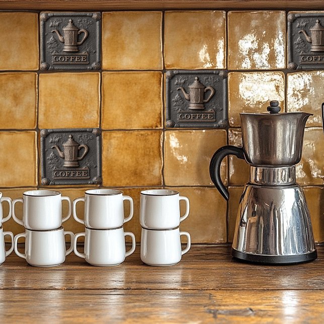 Azulejo Cafetera de hierro rústico de piedra (Subido por el creador)