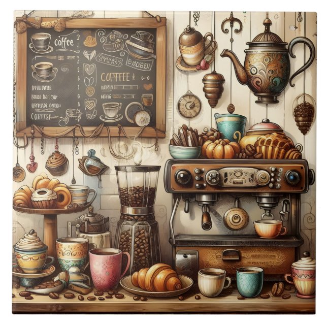 Azulejo Cafetería barata artesanía de negocios (Frente)