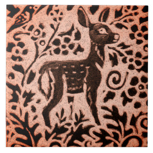 Azulejo Caída floral Trivet de Brown del arbolado de los