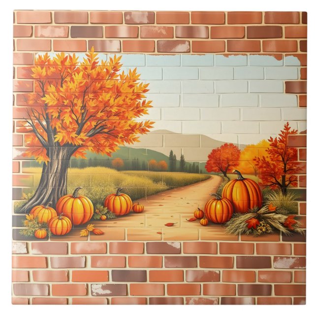 Azulejo Caída Hermosa y Moderna Acción de Gracias Feliz (Frente)