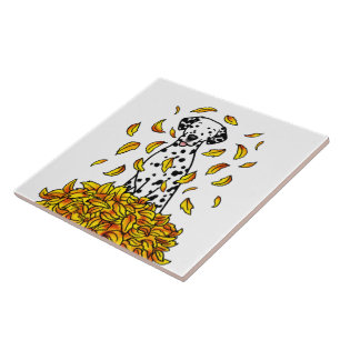 Azulejo Caídas Sale de Dalmatian (negro 1) Perro Jugando C