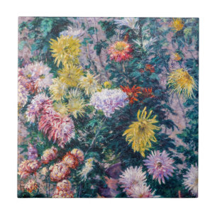 Azulejo Caillebotte - Crisantemos blancos y amarillos