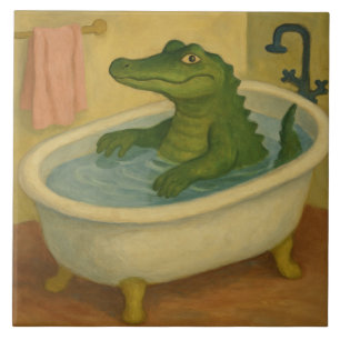 Azulejo Caimán a la hora del baño