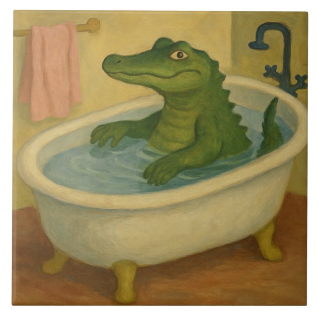 Azulejo Caimán a la hora del baño (Frente)