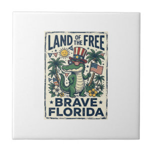 Azulejo Caimán de Florida Patriótico 4 de Julio