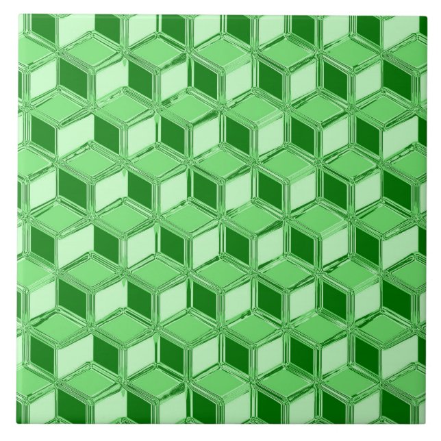 Azulejo Cajas 3D de cromo - verde esmeralda (Frente)