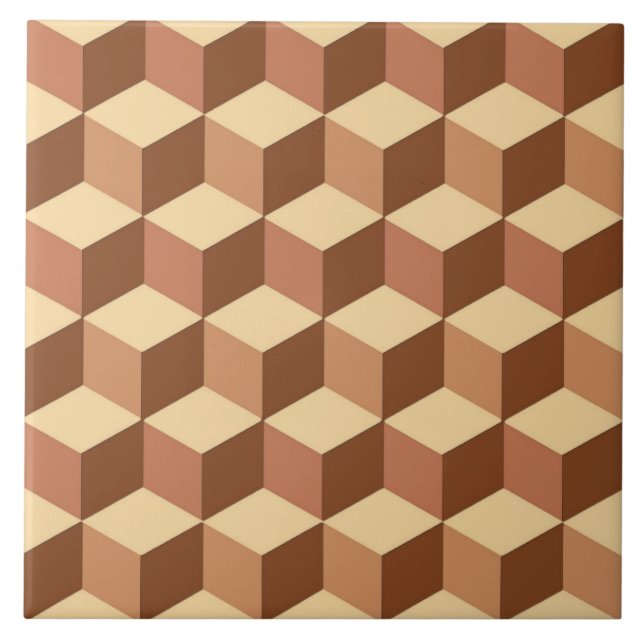 Azulejo Cajas 3D, Tan, Brown y Beige (Frente)