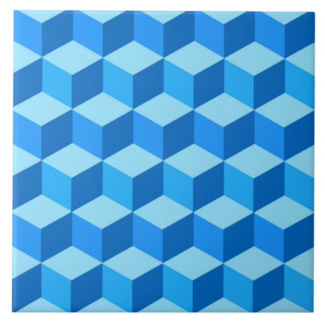 Azulejo Cajas 3D, zafiro y azul cielo (Frente)