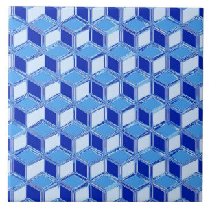 Azulejo Cajas cromadas 3d - azul cobalto