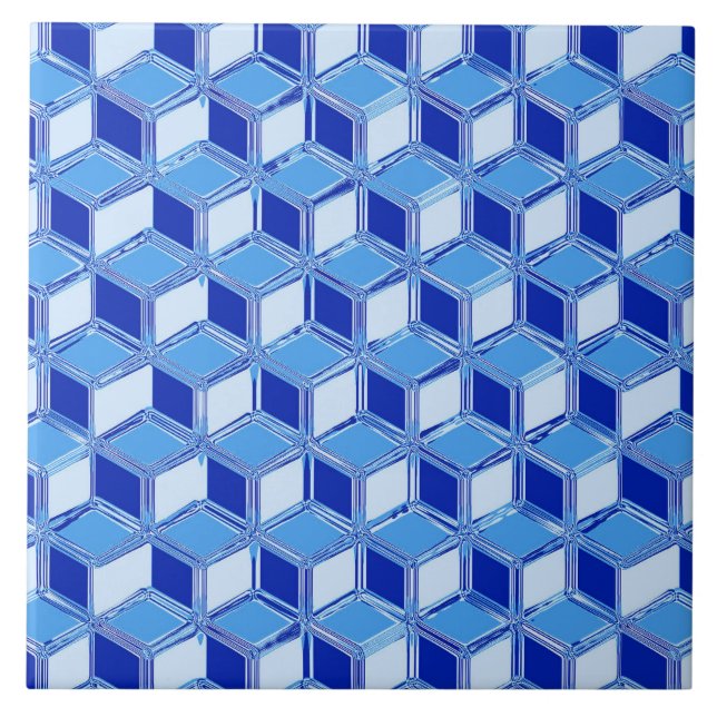 Azulejo Cajas cromadas 3d - azul cobalto (Frente)
