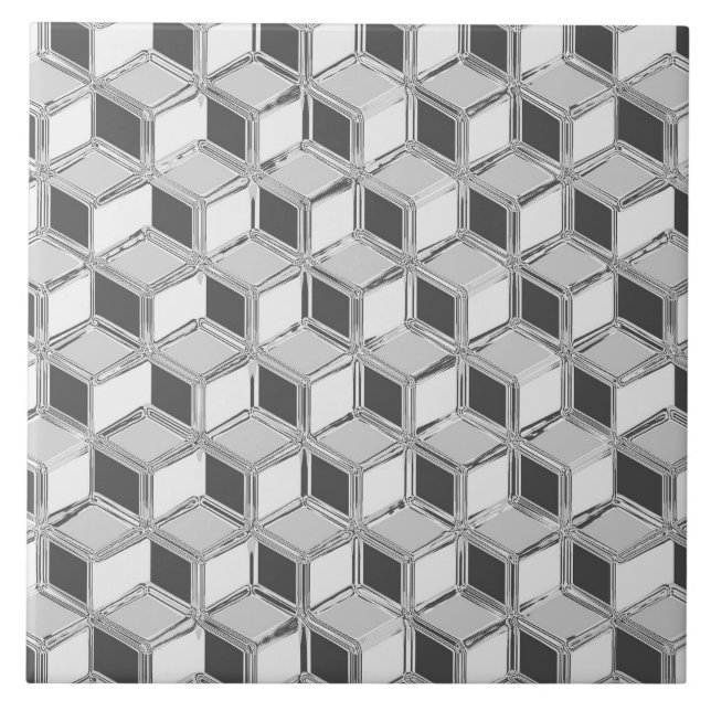 Azulejo Cajas cromadas 3d - gris plateado (Frente)
