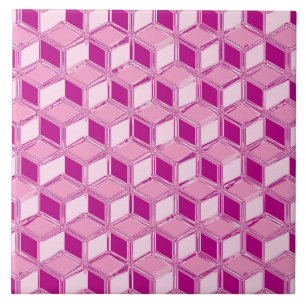 Azulejo Cajas cromadas 3d - rosa fucsia