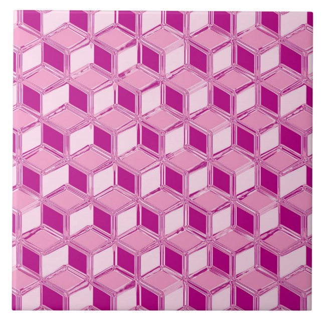 Azulejo Cajas cromadas 3d - rosa fucsia (Frente)
