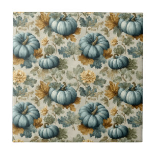 Azulejo Calabaza azul y patrón de caída de hojas otoñales