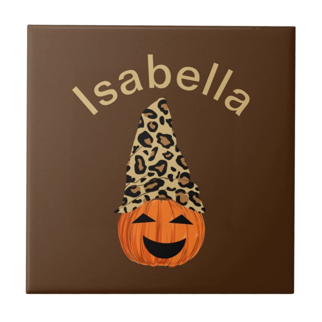 Azulejo Calabaza Con Un Gorra De Leopardo (Frente)