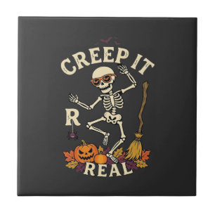 Azulejo Calabaza de Escoba de Esqueleto Bailarín Creep It