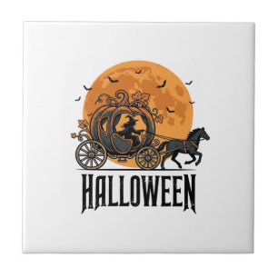 Azulejo Calabaza de Halloween antigua Carruaje Diseño de B