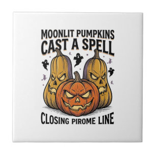 Azulejo Calabaza de Halloween Cita Jack O Linterna ilumina