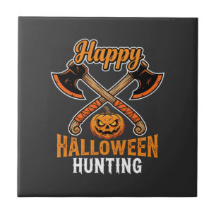 Azulejo Calabaza de Halloween con Hachas Cruzadas de Caza
