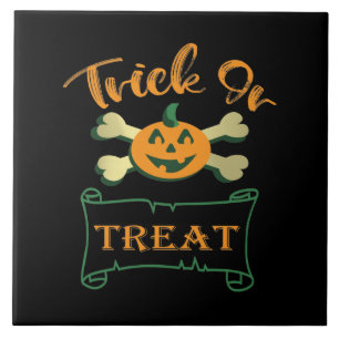 Azulejo Calabaza de Halloween con truco o tratar cruces