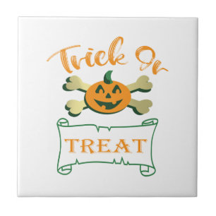 Azulejo Calabaza de Halloween con truco o tratar cruces