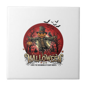 Azulejo Calabaza de Halloween Espantapájaros Cuervo Murcié