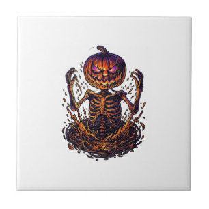 Azulejo Calabaza de Halloween Portal de Magia de Esqueleto