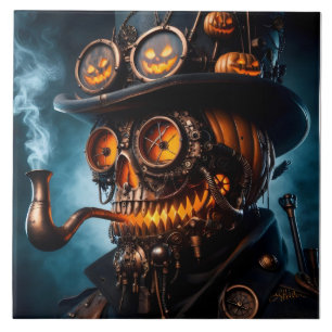 Azulejo Calabaza de Halloween Steampunk Gótico