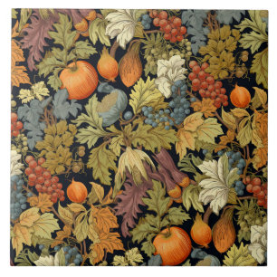 Azulejo Calabaza de hoja de otoño vintage de William Morri