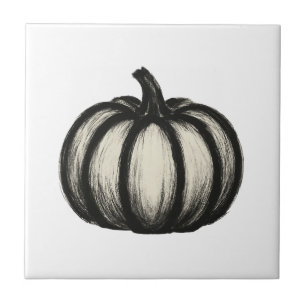 Azulejo Calabaza de tinta minimalista - Arte de cosecha ot
