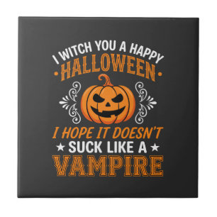 Azulejo Calabaza de vampiro divertida de Halloween