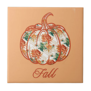 Azulejo Calabaza en un patrón de crisantemo