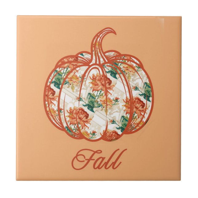 Azulejo Calabaza en un patrón de crisantemo (Frente)
