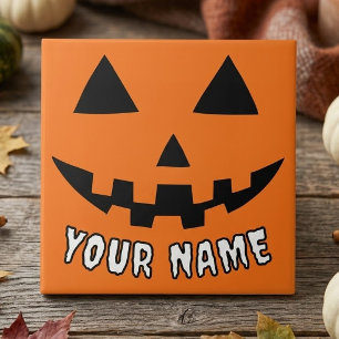 Azulejo Calabaza Naranja Personalizada de Halloween con Tu