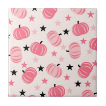 Calabaza rosa y negra con estrellas Halloween y Ot
