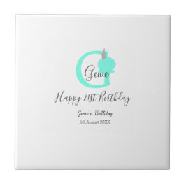 Azulejo Calabaza verde otoño cumpleaños 21ª gris pastel