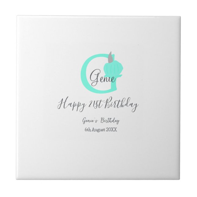 Azulejo Calabaza verde otoño cumpleaños 21ª gris pastel (Frente)