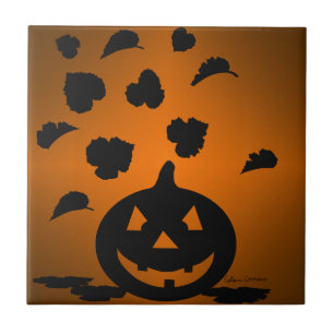 Azulejo Calabaza y hojas silueta