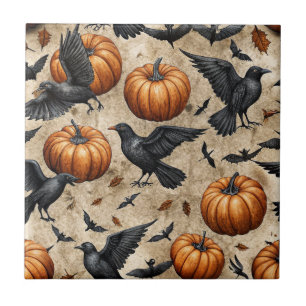 Azulejo Calabazas, cuervos y el patrón de Halloween de los