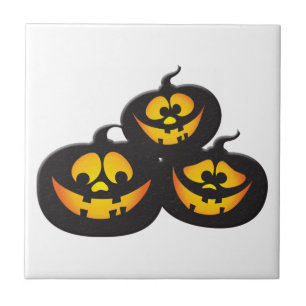 Azulejo Calabazas de Halloween con expresiones divertidas
