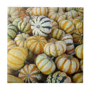Azulejo Calabazas de otoño naranjas y verdes
