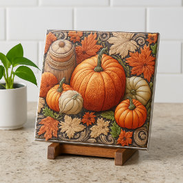 Azulejo Calabazas de temporada de otoño decorativas baldos