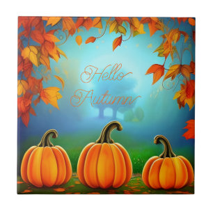 Azulejo Calabazas Decoración Otoño Naranja Halloween Otoño