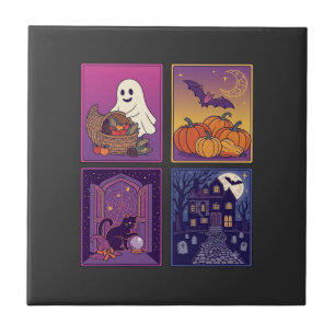 Azulejo Calabazas Fantasmales de Halloween Casa Embrujada 