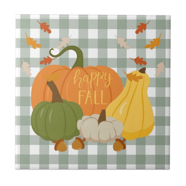 Azulejo Calabazas Felices de Otoño (Frente)