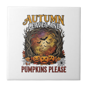 Azulejo Calabazas Hojas de Otoño Por Favor Halloween Espel